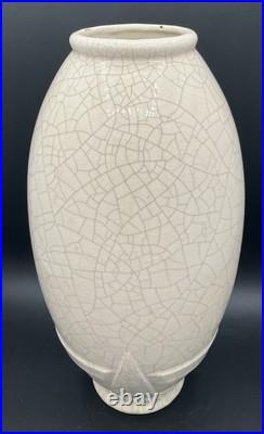 Vase craquelé Art déco en faïence attribué à Saint Clément, France, 32 cm Vase craquelé Art déco en faïence attribué à Saint Clément, France, 32 cm