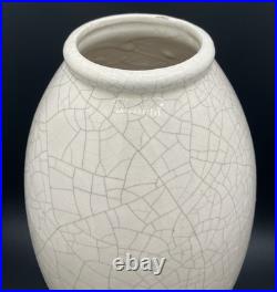 Vase craquelé Art déco en faïence attribué à Saint Clément, France, 32 cm Vase craquelé Art déco en faïence attribué à Saint Clément, France, 32 cm