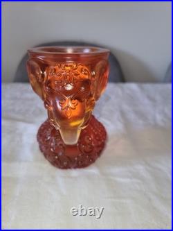 Vase cristal à têtes d'éléphants orange LIULI