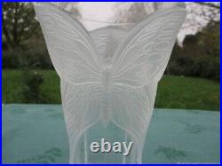 Vase cristal ancien papillon france Antique crystal vase butterfly France