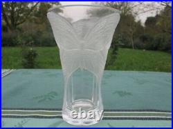 Vase cristal ancien papillon france Antique crystal vase butterfly France