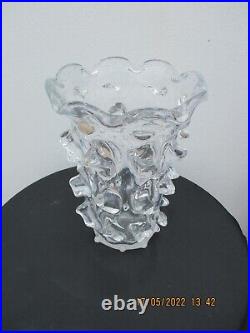 Vase cristal bulle decor picots relief signé Schneider Paris France vers 1950