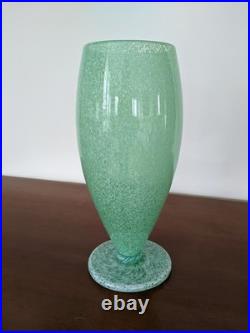 Vase cristal tulipier pate de verre moucheté vert style cristallerie de clichy