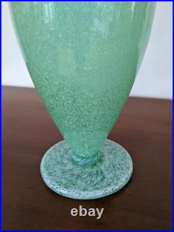 Vase cristal tulipier pate de verre moucheté vert style cristallerie de clichy