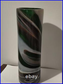 Vase cylindrique signé Verriers de Maure Vieil Vintage 60/70