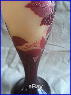 Vase de Gallé en pâte de verre signé Gallé art déco 1900