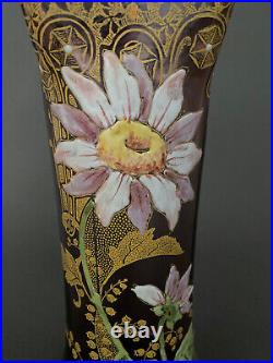 Vase émaillé 1900 manufacture Legras décor floral début XXe H5301