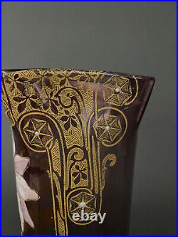 Vase émaillé 1900 manufacture Legras décor floral début XXe H5301