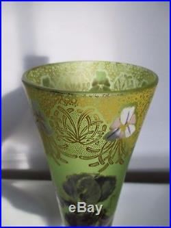 Vase émaillé LEGRAS Décor fleur d'iris 1900 ART NOUVEAU