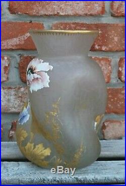 Vase émaillé Montjoye Legras enameled glass chipped ice art nouveau Jugenstil