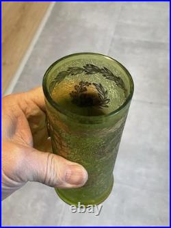 Vase émaillé effet givré couronne feuilles de laurier et chêne en dorure