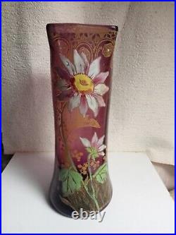 Vase émaillé legras 1900 colle carré hauteur 29 cm