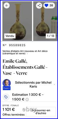 Vase emile galle Signé Vase emile galle Signé