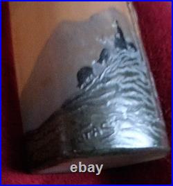 Vase en Pâte de Verre Décor Lacustre Dégagé à l'acide Signé LEGRAS Années 1900