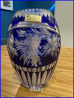 Vase en cristal Bleu Art Deco Vintage