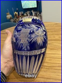 Vase en cristal Bleu Art Deco Vintage