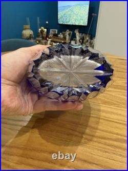 Vase en cristal Bleu Art Deco Vintage