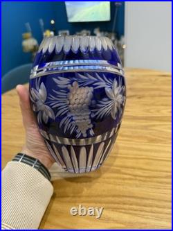 Vase en cristal Bleu Art Deco Vintage