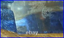 Vase en cristal moulé Bleu Daum Nancy Art Déco forme Architecturale Géométrique