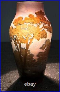 Vase en pâte de verre époque art nouveau signé Gallé XXème siècle