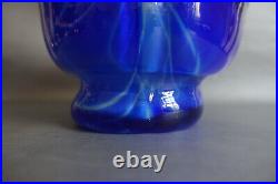 Vase en pâte de verre soufflée double couche bleues