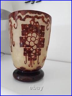 Vase en verre Art Déco Vigne de le Verre Français Charder