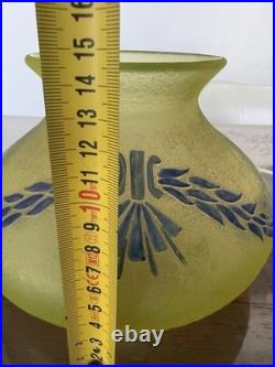Vase en verre Ouraline, signé Legras / gravé à l'acide / émail / art déco