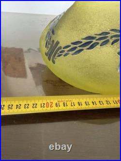 Vase en verre Ouraline, signé Legras / gravé à l'acide / émail / art déco