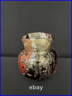 Vase en verre à décor polychrome et doré dans le goût d'Eugène Rousseau