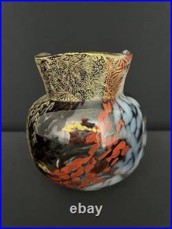 Vase en verre à décor polychrome et doré dans le goût d'Eugène Rousseau