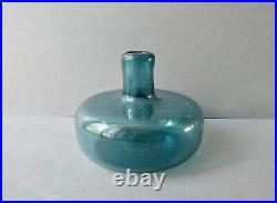 Vase en verre bleu soufflé Claude Morin à Dieulefit, signé, années 60-70