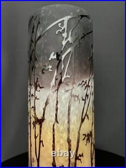 Vase en verre camée multicouche à décor végétal dégagé à l'acide