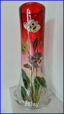 Vase en verre émaillé Legras