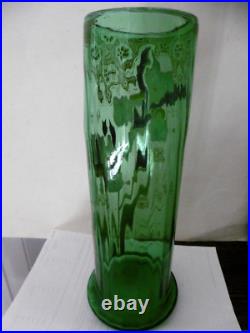 Vase en verre émaillé ancien 1900 IRIS FLEUR LEGRAS