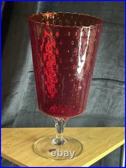 Vase en verre soufflé Empoli Rouge rubis Made in Italy 1960/70 Vintage