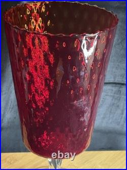 Vase en verre soufflé Empoli Rouge rubis Made in Italy 1960/70 Vintage