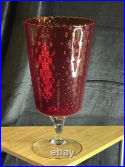 Vase en verre soufflé Empoli Rouge rubis Made in Italy 1960/70 Vintage