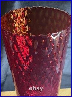 Vase en verre soufflé Empoli Rouge rubis Made in Italy 1960/70 Vintage