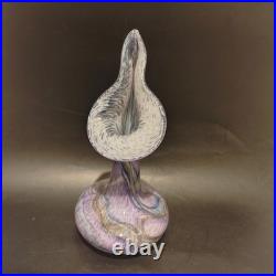 Vase en verre soufflé Signé Lesiourd, artisan verrier à Pont aven 29 cm Vintage