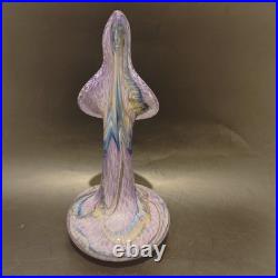 Vase en verre soufflé Signé Lesiourd, artisan verrier à Pont aven 29 cm Vintage