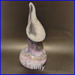 Vase en verre soufflé Signé Lesiourd, artisan verrier à Pont aven 29 cm Vintage