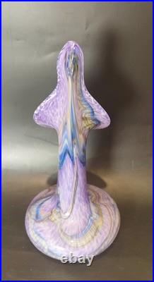 Vase en verre soufflé Signé Lesiourd, artisan verrier à Pont aven 29 cm Vintage