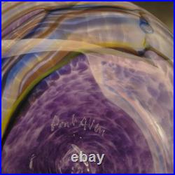 Vase en verre soufflé Signé Lesiourd, artisan verrier à Pont aven 29 cm Vintage