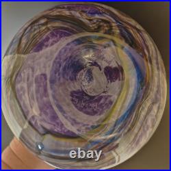 Vase en verre soufflé Signé Lesiourd, artisan verrier à Pont aven 29 cm Vintage