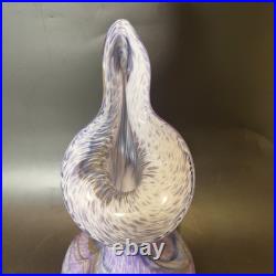 Vase en verre soufflé Signé Lesiourd, artisan verrier à Pont aven 29 cm Vintage