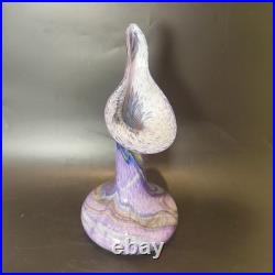 Vase en verre soufflé Signé Lesiourd, artisan verrier à Pont aven 29 cm Vintage