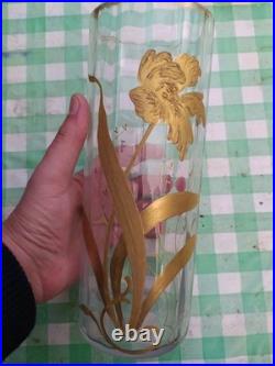 Vase en verre soufflé à décor doré