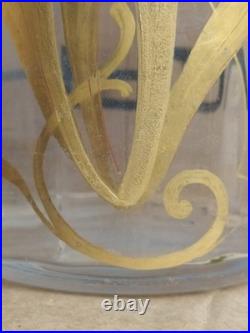 Vase en verre soufflé à décor doré