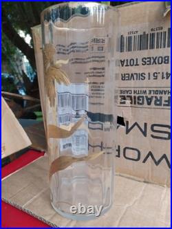 Vase en verre soufflé à décor doré