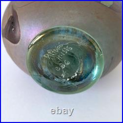 Vase en verre soufflé irisé de Robert Pierini à Biot, daté 1985 Verrerie d'art